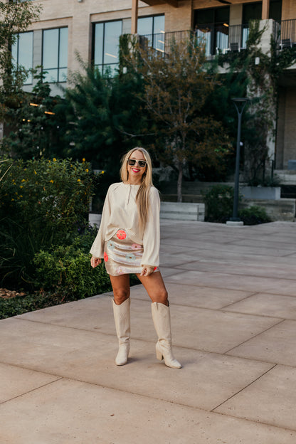 Flora Bloom Sequin Mini Skirt