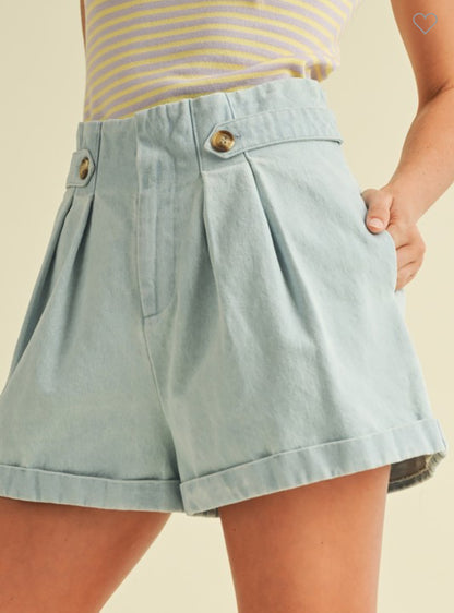 Sky Blue Denim Shorts