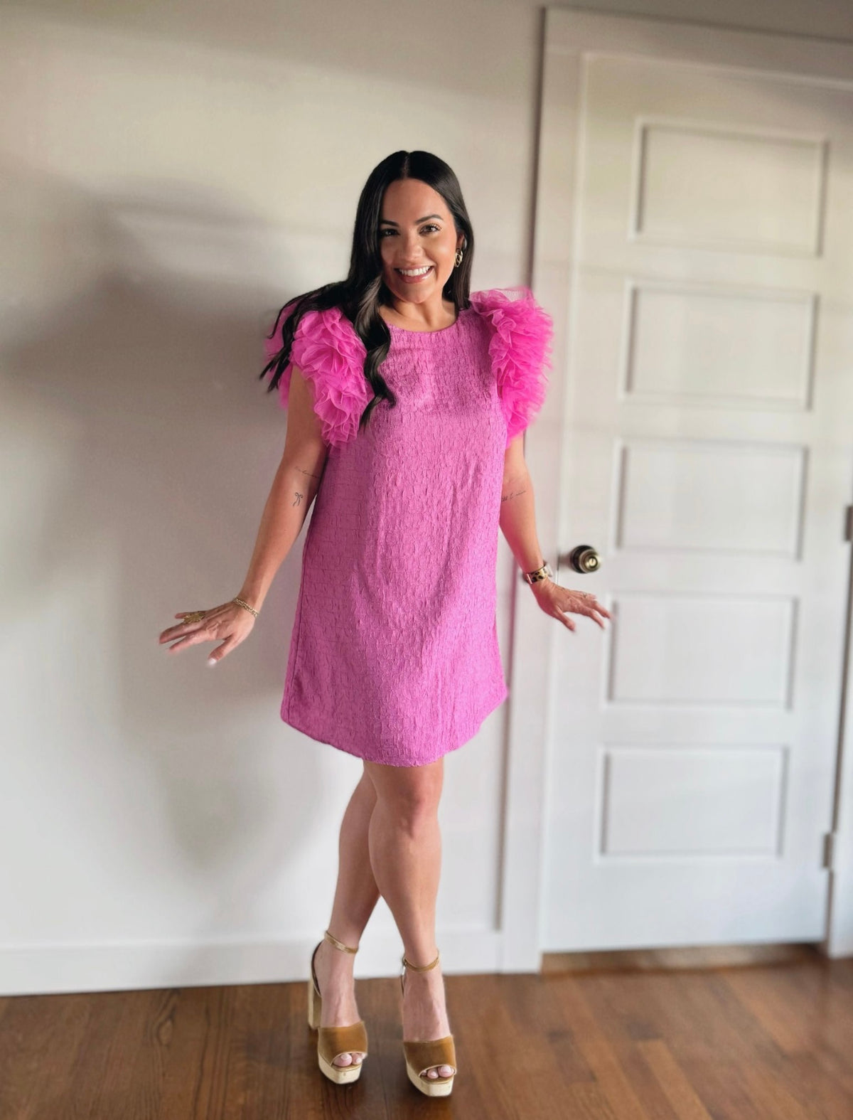 Pink Mimosa Ruffle Dress