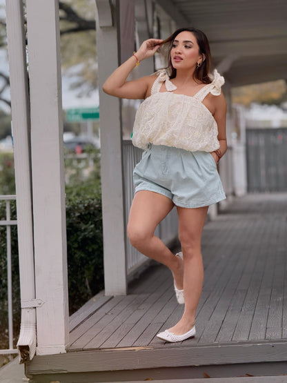 Sky Blue Denim Shorts