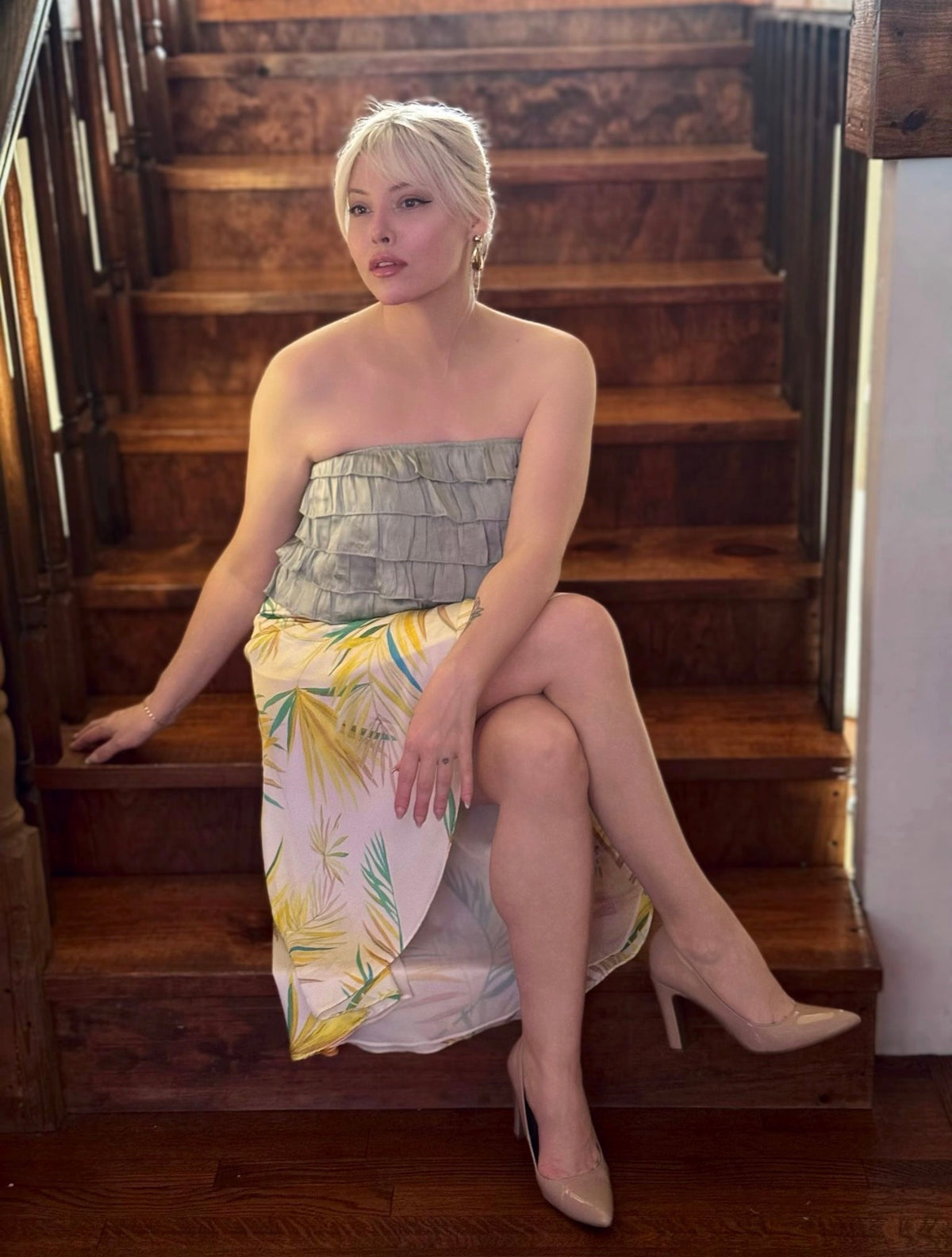 Palm Muse Wrap Around Silky Skirt