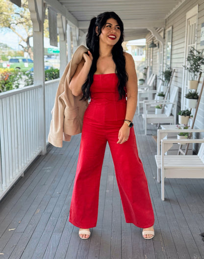 Rev It Up Red Jumpsuit