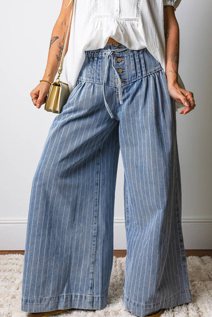 Bluebell Striped Wide-Leg Denim
