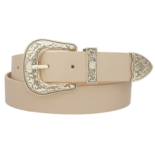 Floral Embossed Western Belt