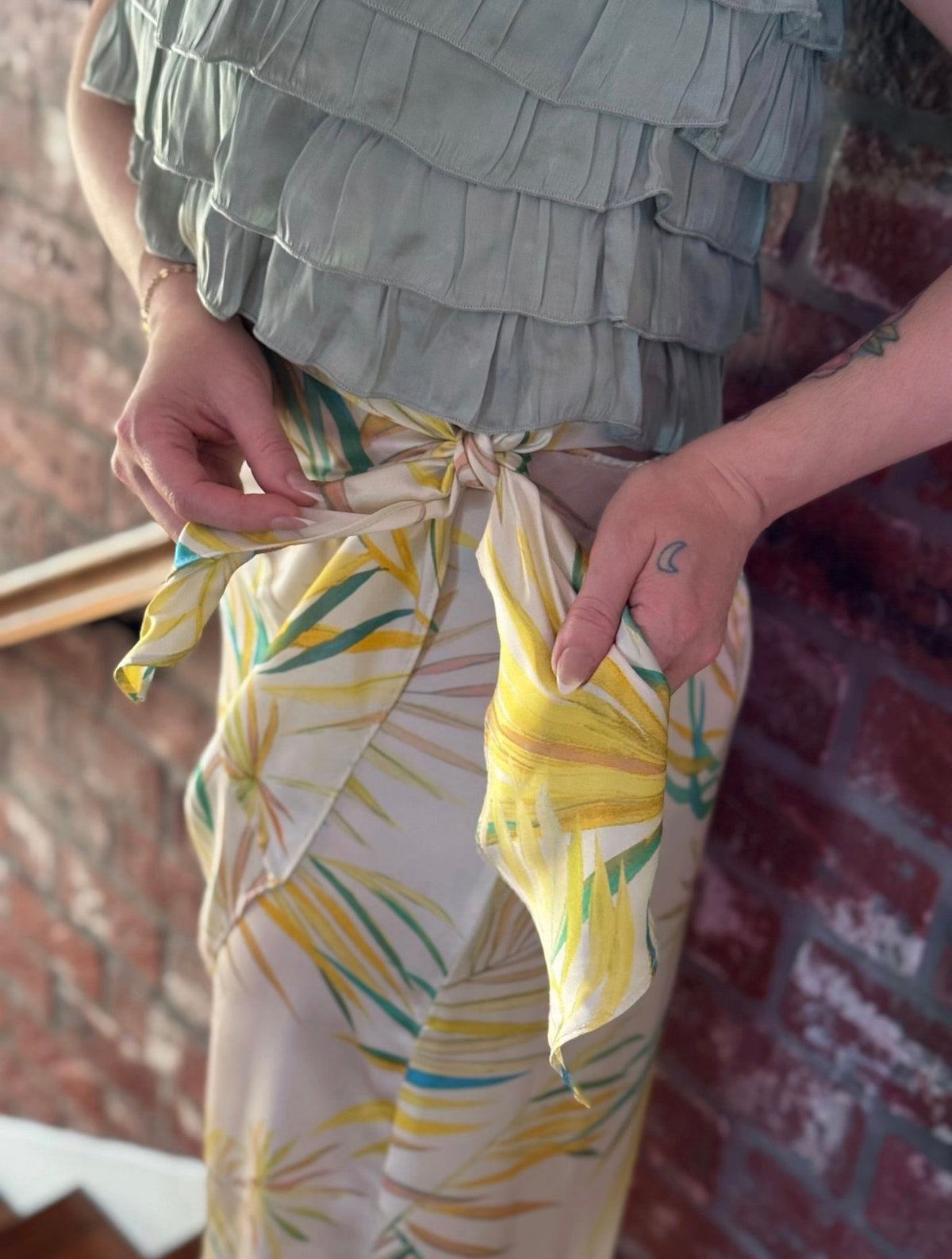 Palm Muse Wrap Around Silky Skirt
