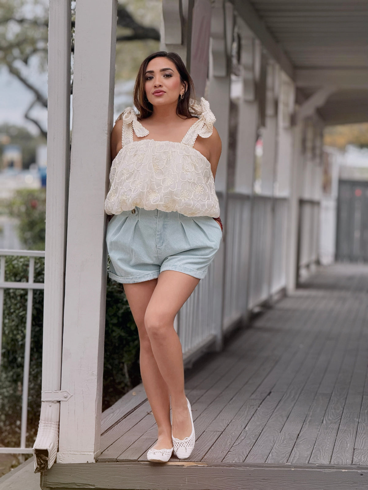 Sky Blue Denim Shorts