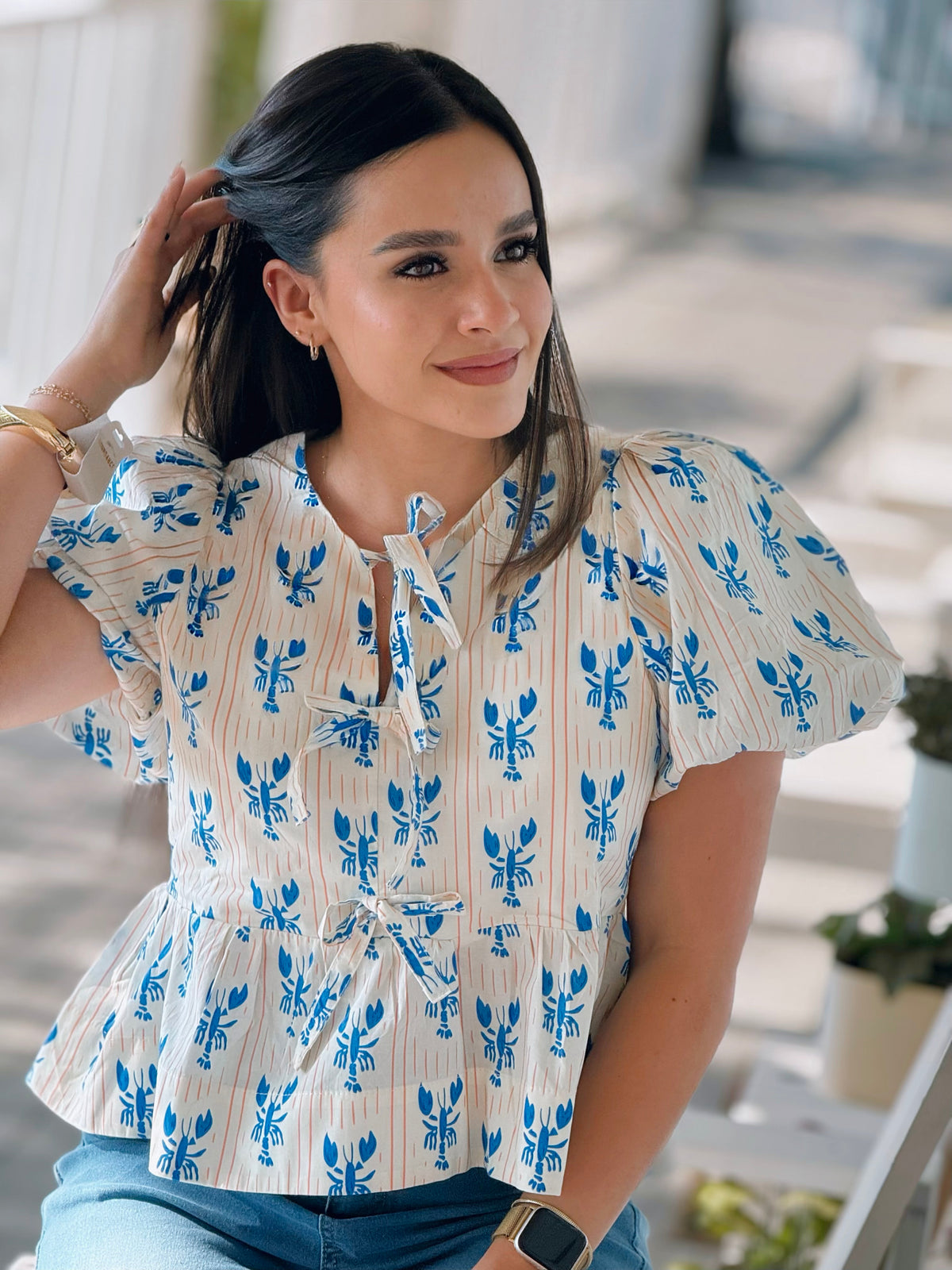 Blue Lobster Bow Shirt