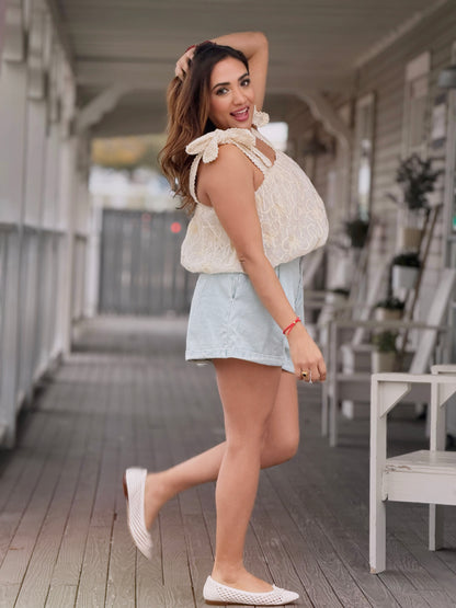 Sky Blue Denim Shorts