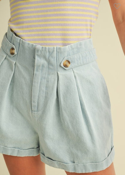 Sky Blue Denim Shorts