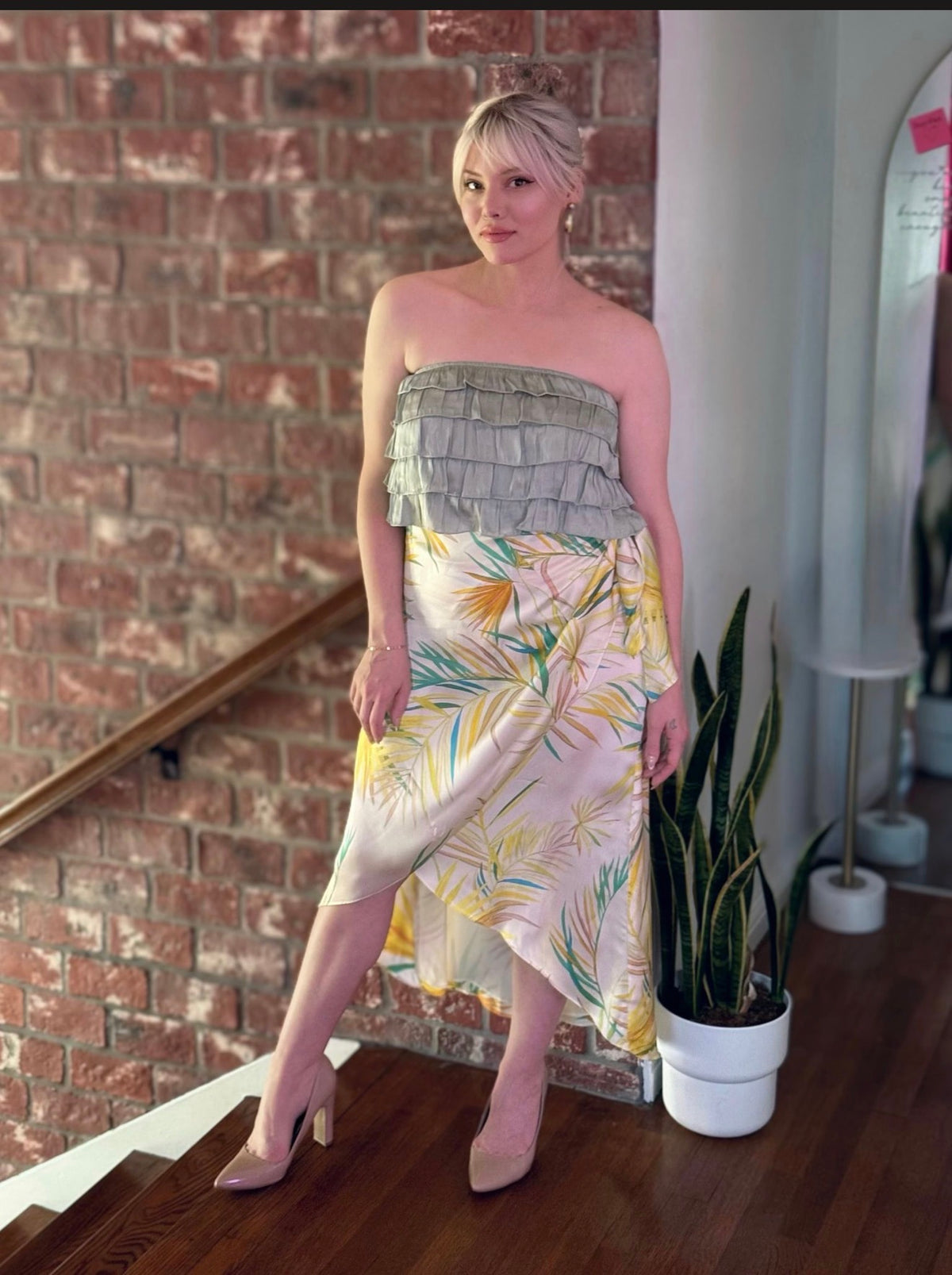 Palm Muse Wrap Around Silky Skirt